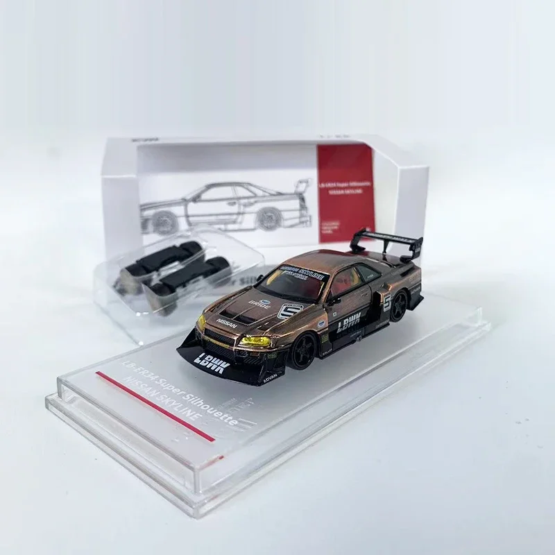 CM 1:64 Model Car Skyline V5 ER34 Super Silhouette Alloy Die-Cast Sport Vehicle With replaceable wheel