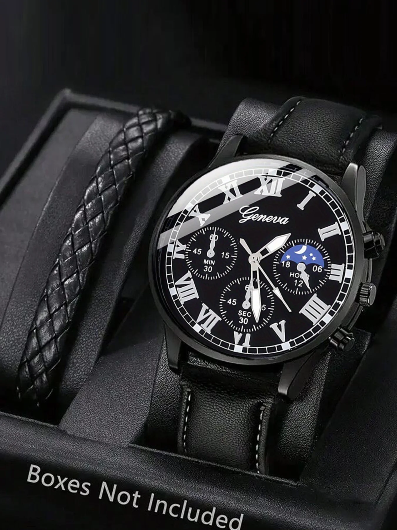 2-piece personalized dial quartz fashionable casual temperament business steel strip men's watch versatile watch