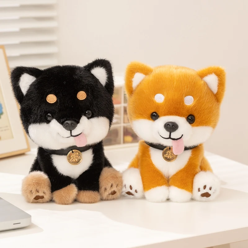 22cm Kawaii Fun Shiba Inu Plush Doll Soft Standing Sitting Yellow Black Dog Animal Stuffed Toy Home Decoration Gift For Children