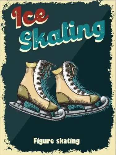 Ice Skating Vintage Retro Metal Sign