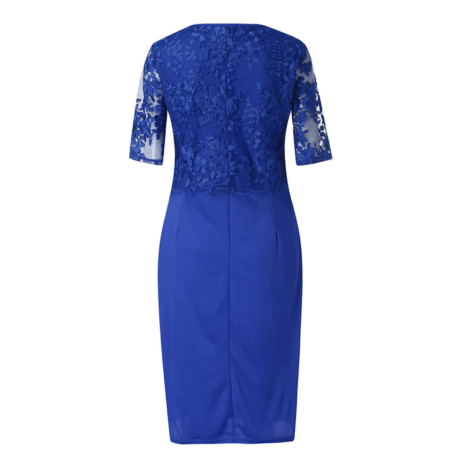 Elegant Evening Dress, O-Neck Midi Dress with Embroidery Lace for Women, Female Clothing, 3/4 Sleeve, Plus Size, New, 2024