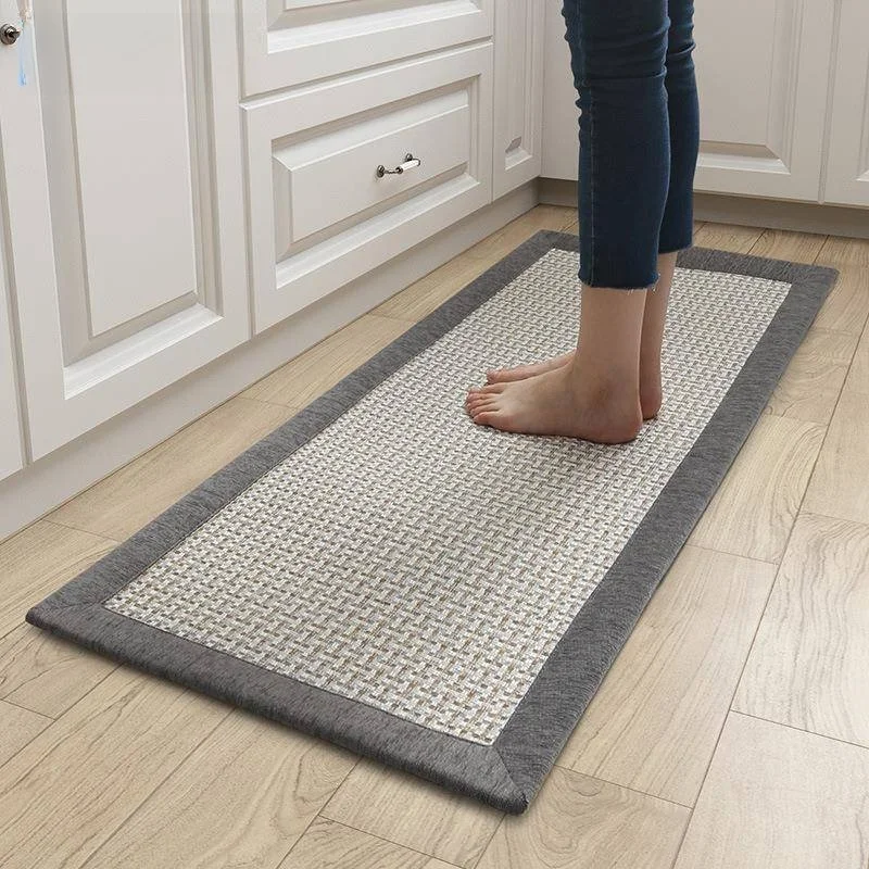 

Anti-Slip Linen Kitchen Mat Long Strip Floor Rug Home Use Carpet Large Flange Entrance Door Mat Modern Style Household Rug