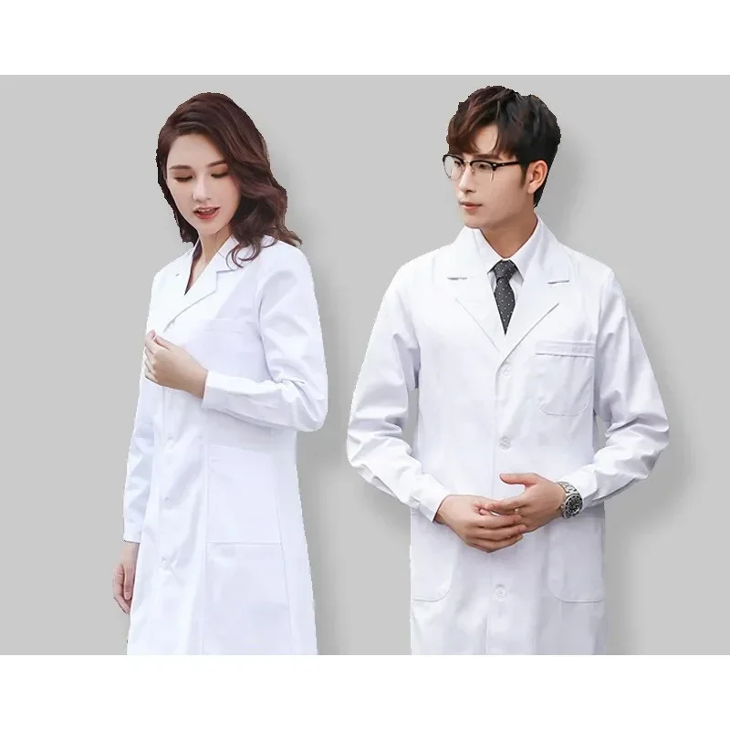 Laboratory Coat College Chemistry Nurse Overalls White Coat Long-sleeved Doctor's Uniform Male Short-sleeved Doctor Lab