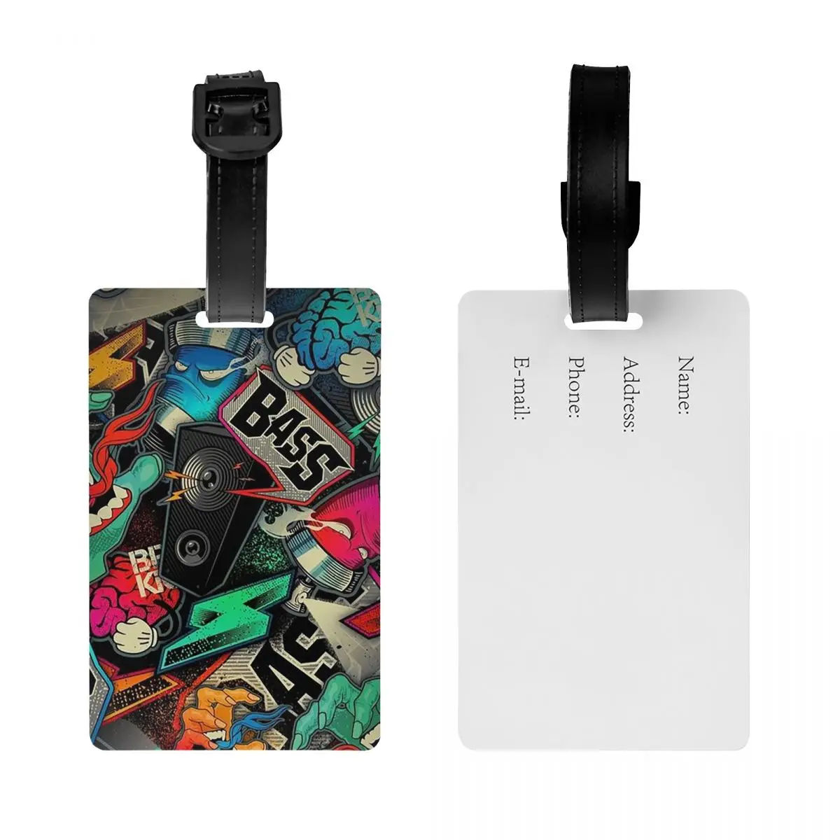 

Бирки для багажа в стиле городского граффити и хип-хопа, держатели для идентификационных этикеток на чемоданы и дорожные сумки с местом для имени, адреса и ID