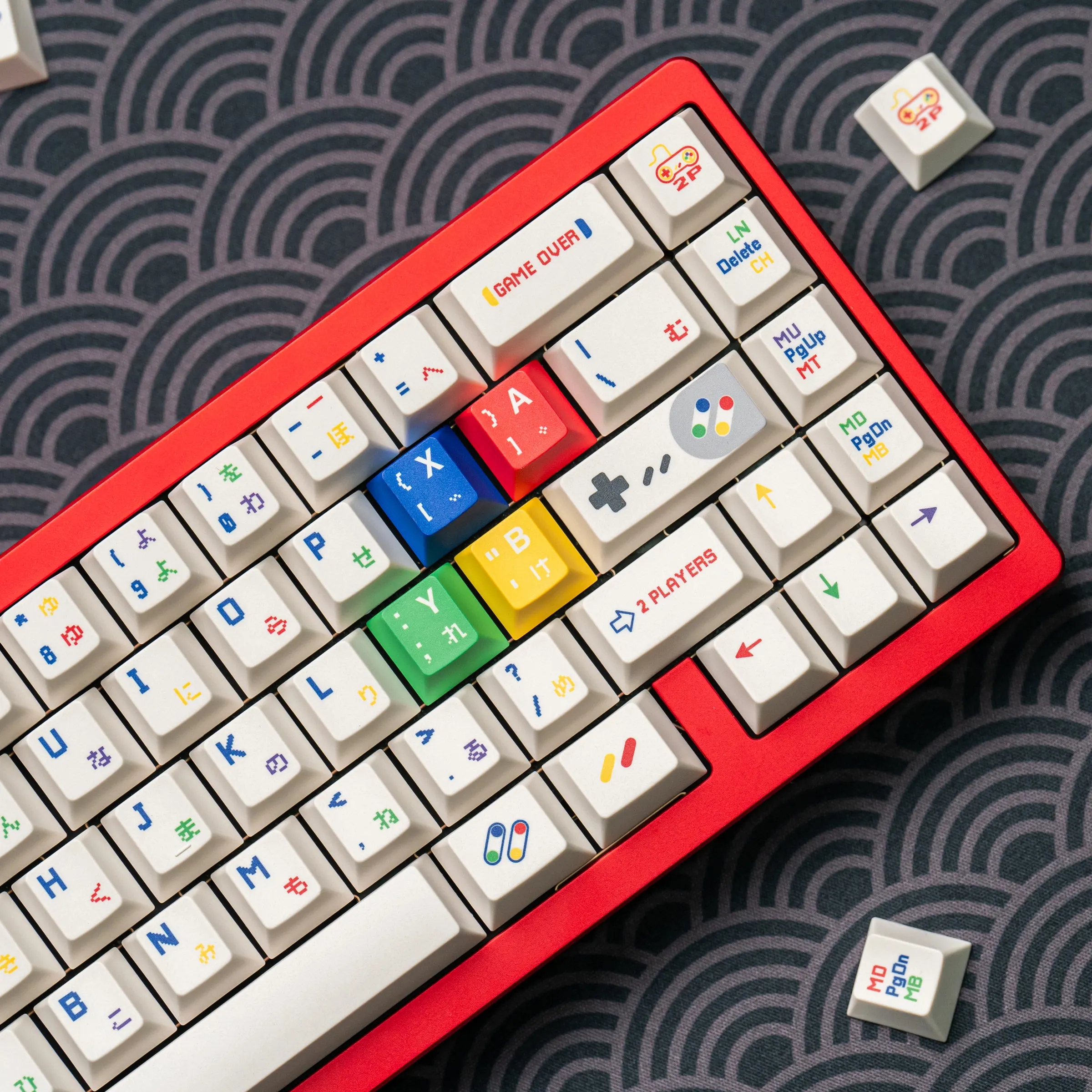 Playful White PBT Keycaps 5-Sided Dye-Sublimation Cherry Profile Custom Full Keycap Set for MX Mechanical Keyboards