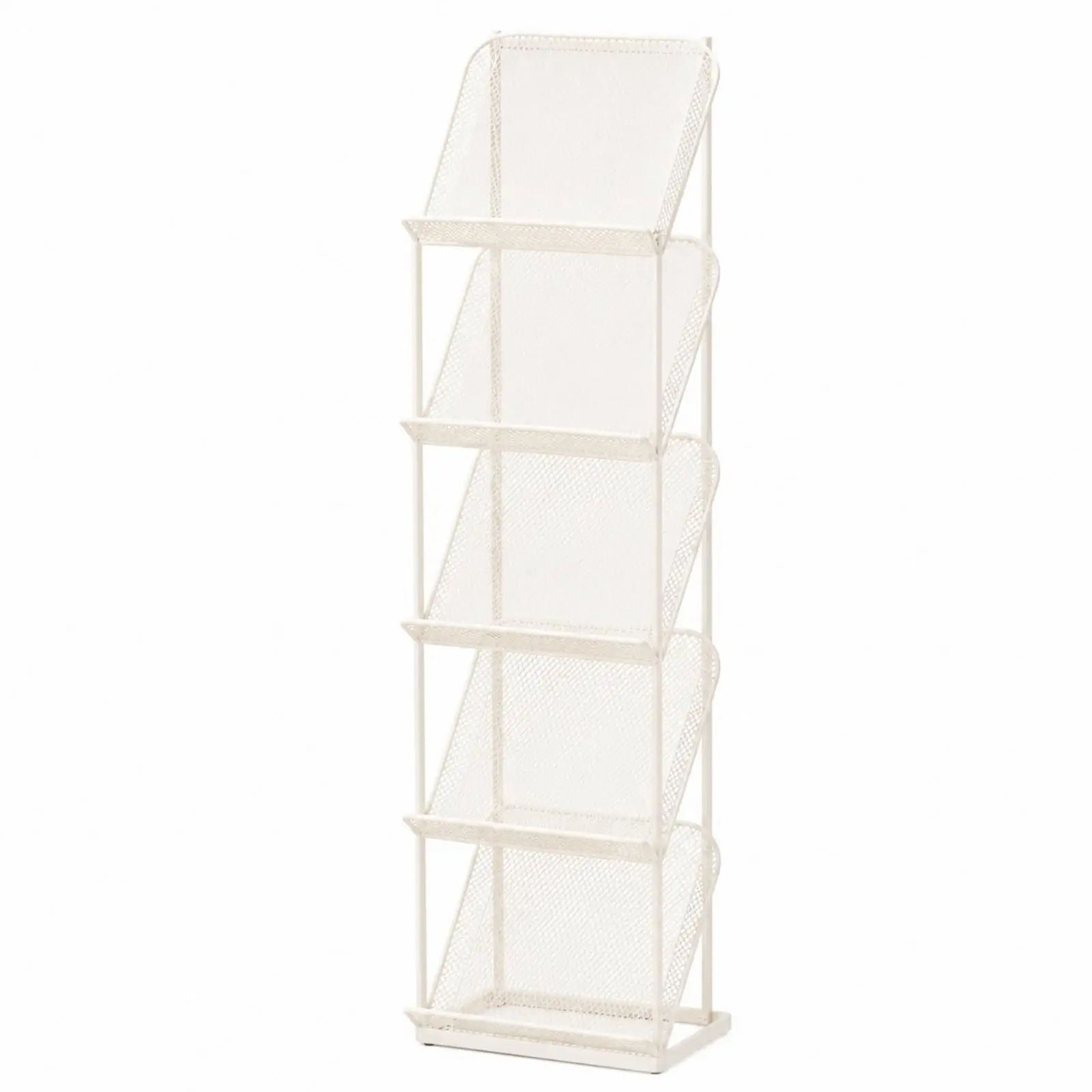 Office Book Shelf Organizer Freestanding Metal Rack for Magazines Newspapers School Library Desk