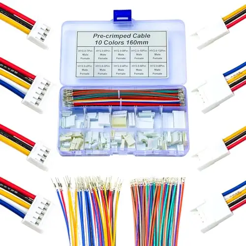 JST-HY 수 암 익스텐션 JST 커넥터 키트 및 22AWG 케이블, 2mm, 2, 3, 4, 5, 6, 7, 8, 9, 10, 12 핀, HY-MF, 2.0mm