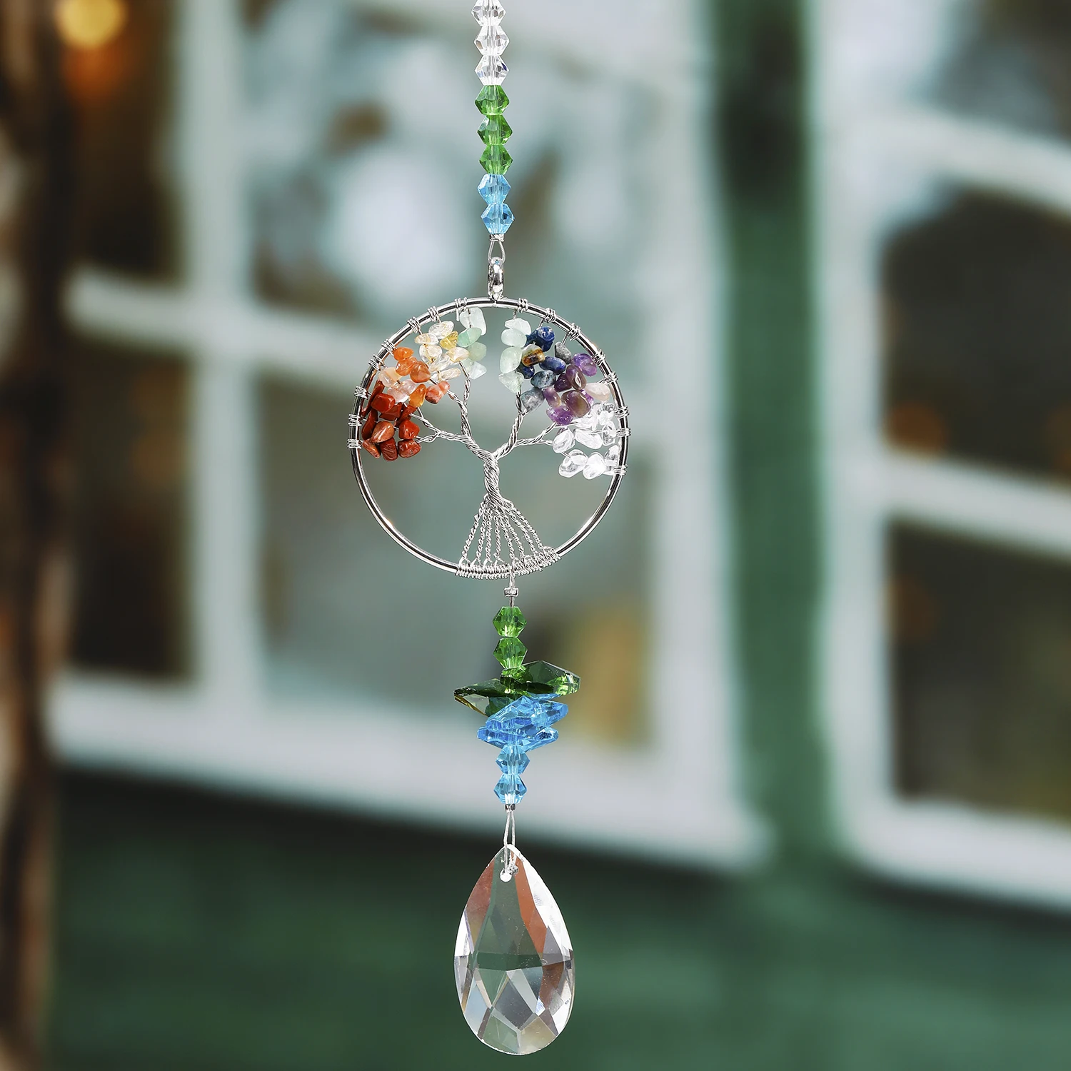 

1 Pc Tree ofLifeCrystalSuncatcher FantasyLight Shadow RainbowMaker Perfect for Window Balcony Garden Light Gathering Decorations