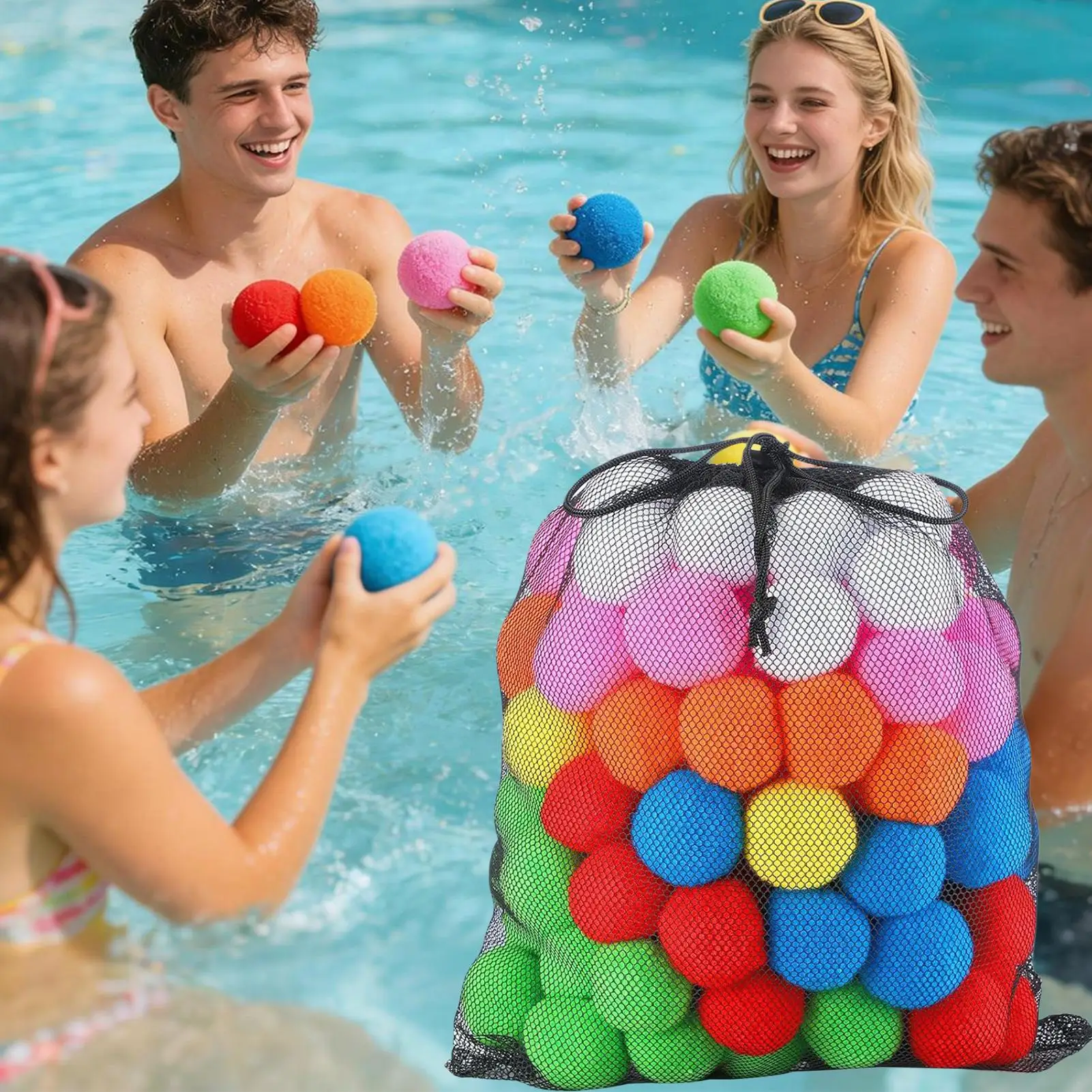 Water Play Balls 60 Pieces Soft Toys Summer Party Activities Water Absorbing Balloon Toys for Swimming Pool Lawn Beach Vacation