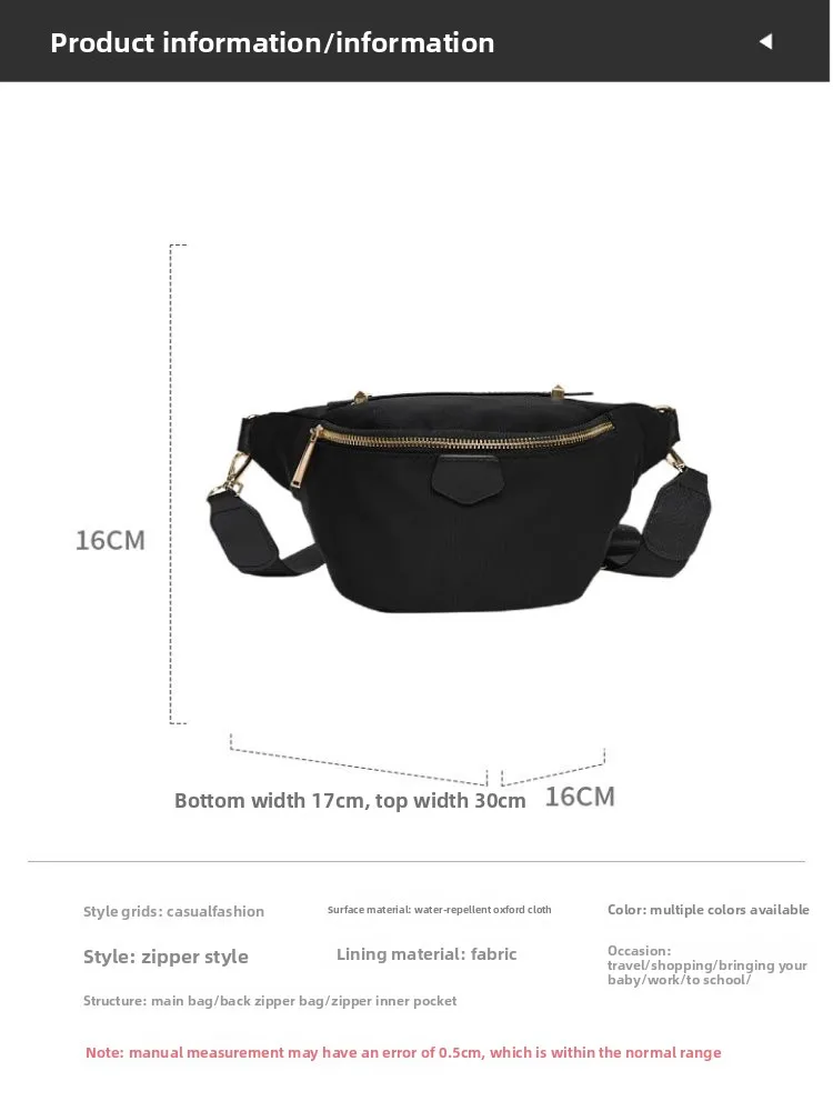 

Faionable Bla Nylon Ox Fabric Crossbody Chest Bag Women's Outdoor Underarm Bag 2025 New Sle Casual oulder Bag