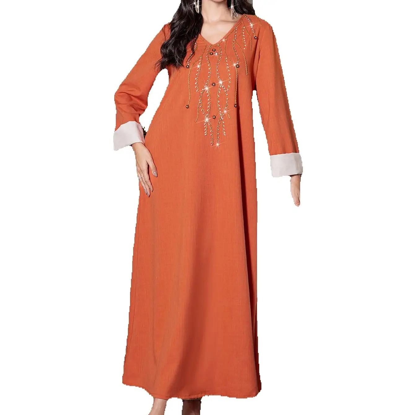 

Luxury Dubai Abayas for Women Diamonds Evening Party Dress Muslim Djellaba Eid Ramadan Islam Clothing Caftan Marocain Femme Robe