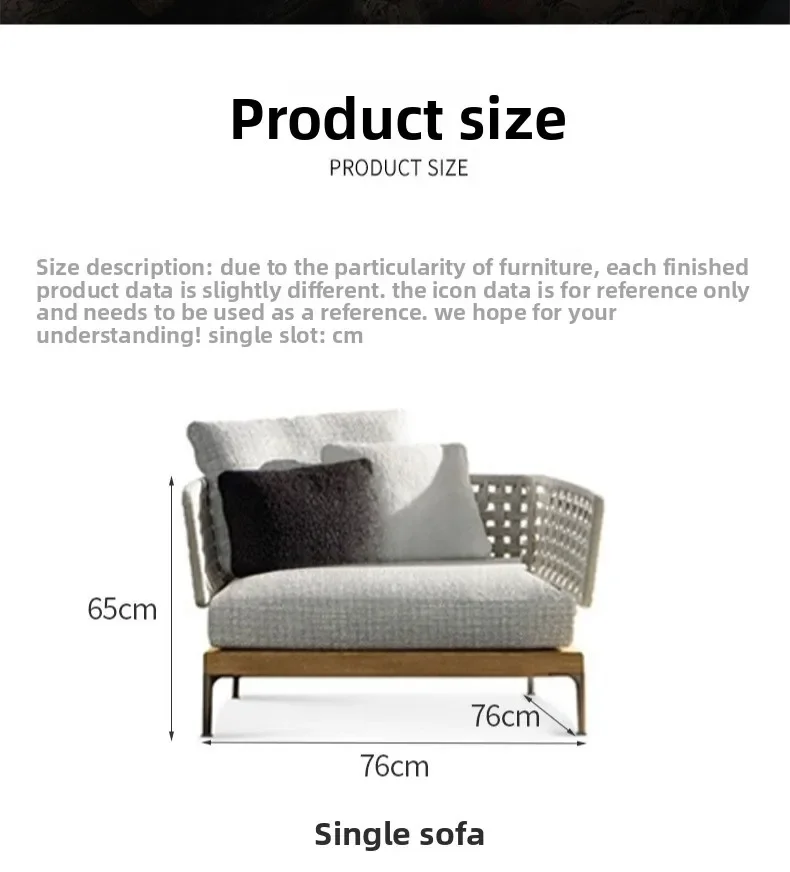Leisure garden courtyard rattan sofa villa open-air high-end teak sofa furniture hotel homestay sofa set
