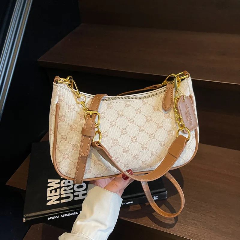 

Luxury Retro Small Bag for Women Designer New Underarm Bag Fashion Print Chain Shoulder Crossbody Bag High Quality