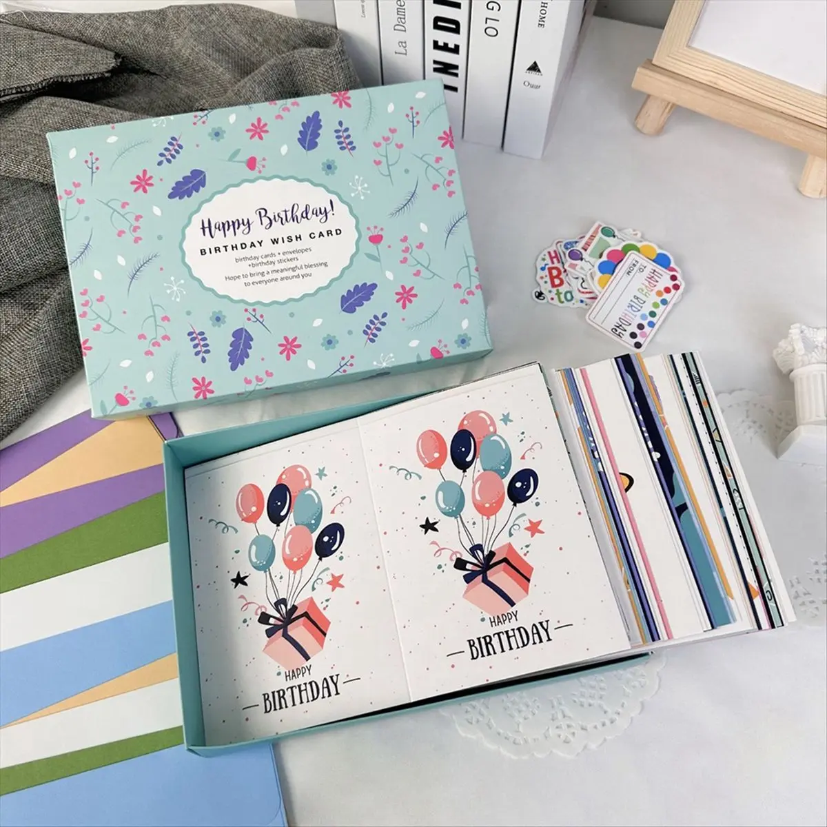 

ABJS 50Pcs Uniqe Birthday Cards with Envelopes and Stickers,Greeting Cards Birthday Cards Pack, Birthday Card Pack for Kids