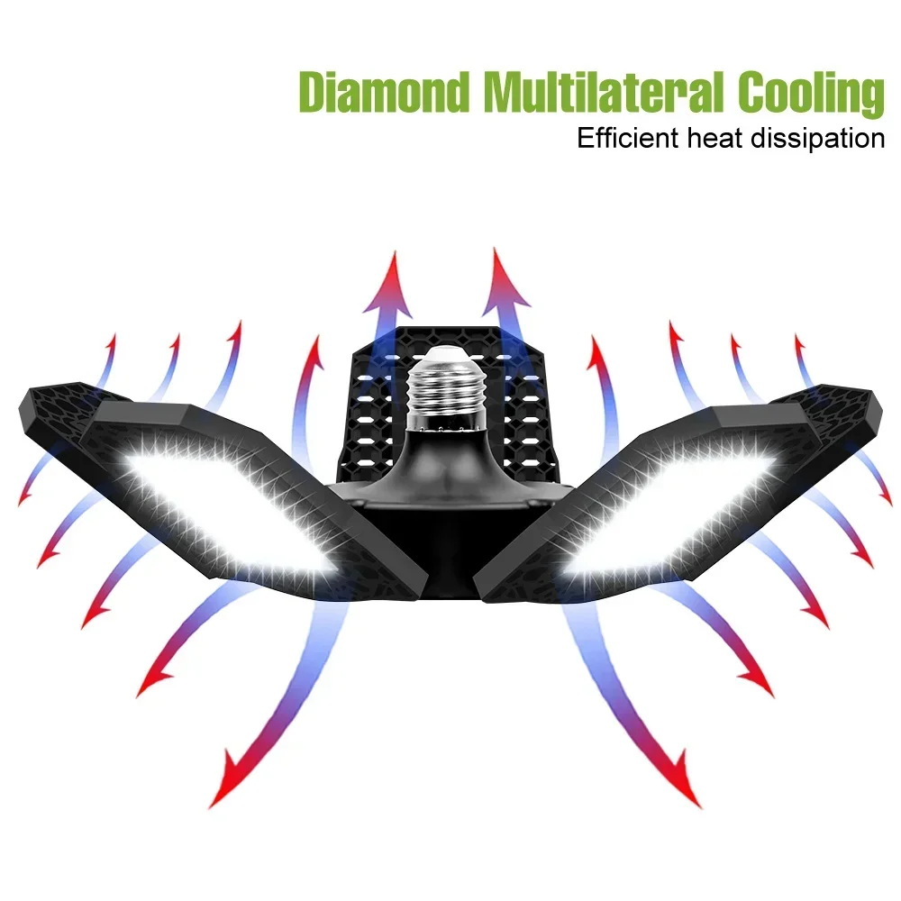 300 واط LED مصباح المرآب داخلي طوي 220 فولت وقوف السيارات مصابيح منطقة كبيرة E27 ورشة عمل مصابيح السقف مخزن الطابق السفلي الإضاءة #5