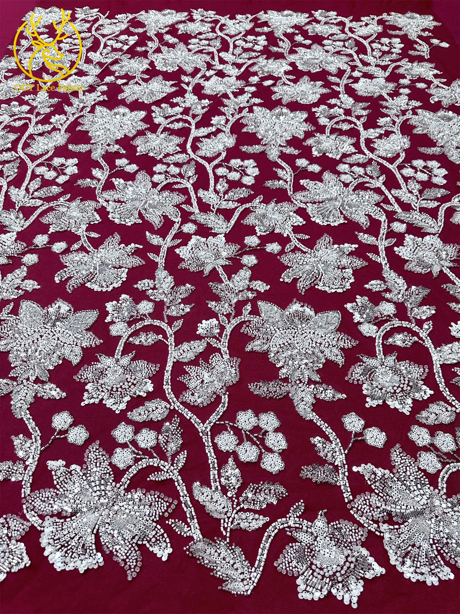 5 Yards Hochwertige Afrikanische Bräutigam-Perlenstickerei Luxuriöser Maßgefertigter Nigerianischer Französischer Pailletten-Tüllstoff für Damen Neues Abendkleid – Detail 8