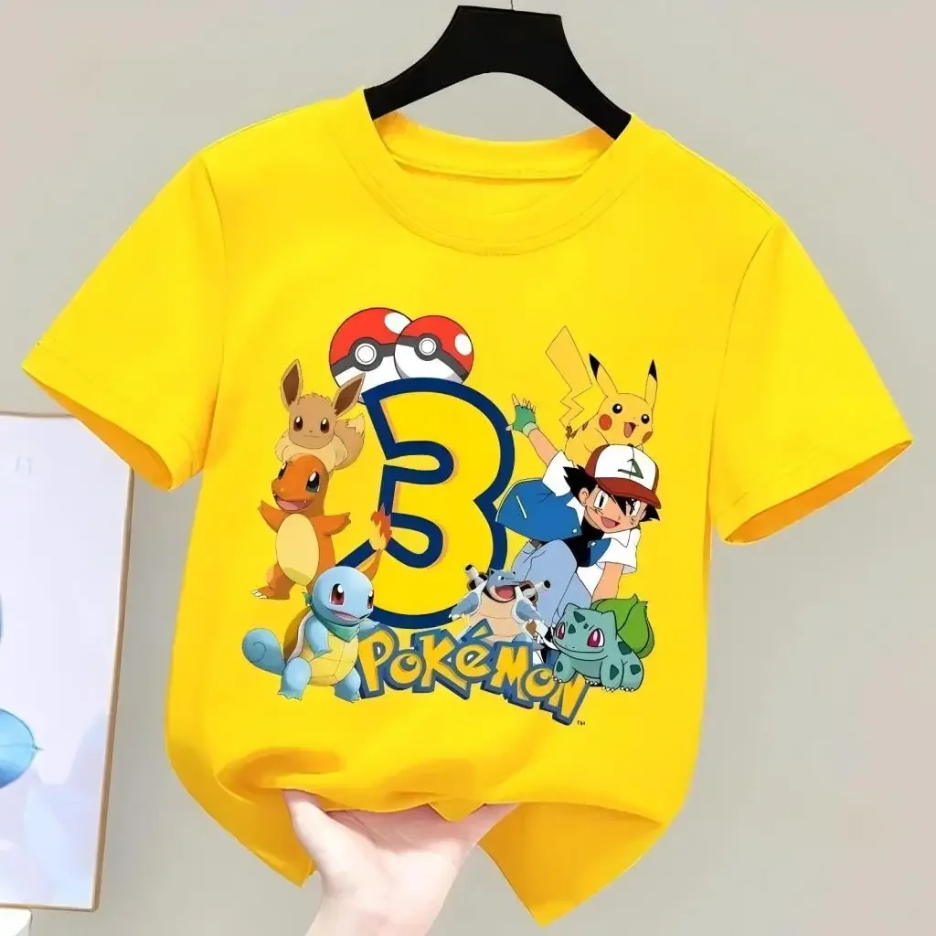 2026 Neues Kinder-T-Shirt mit Cartoon-Zahlen-Print, Kurzarm-T-Shirt mit Cartoon-Geburtstagsmotiv 1-9 für Jungen und Mädchen, Sommer-Mode-Kinder-T-Shirt – Detail 5