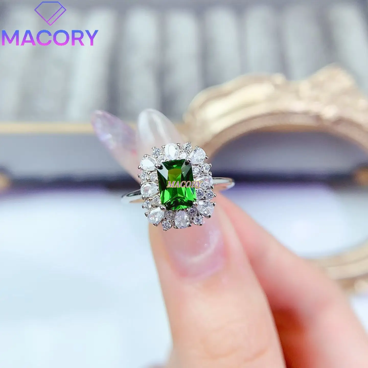 

925 sterling silver natural apatite ring for women elegant and suitable for Valentine's Day Christmas and other holidays