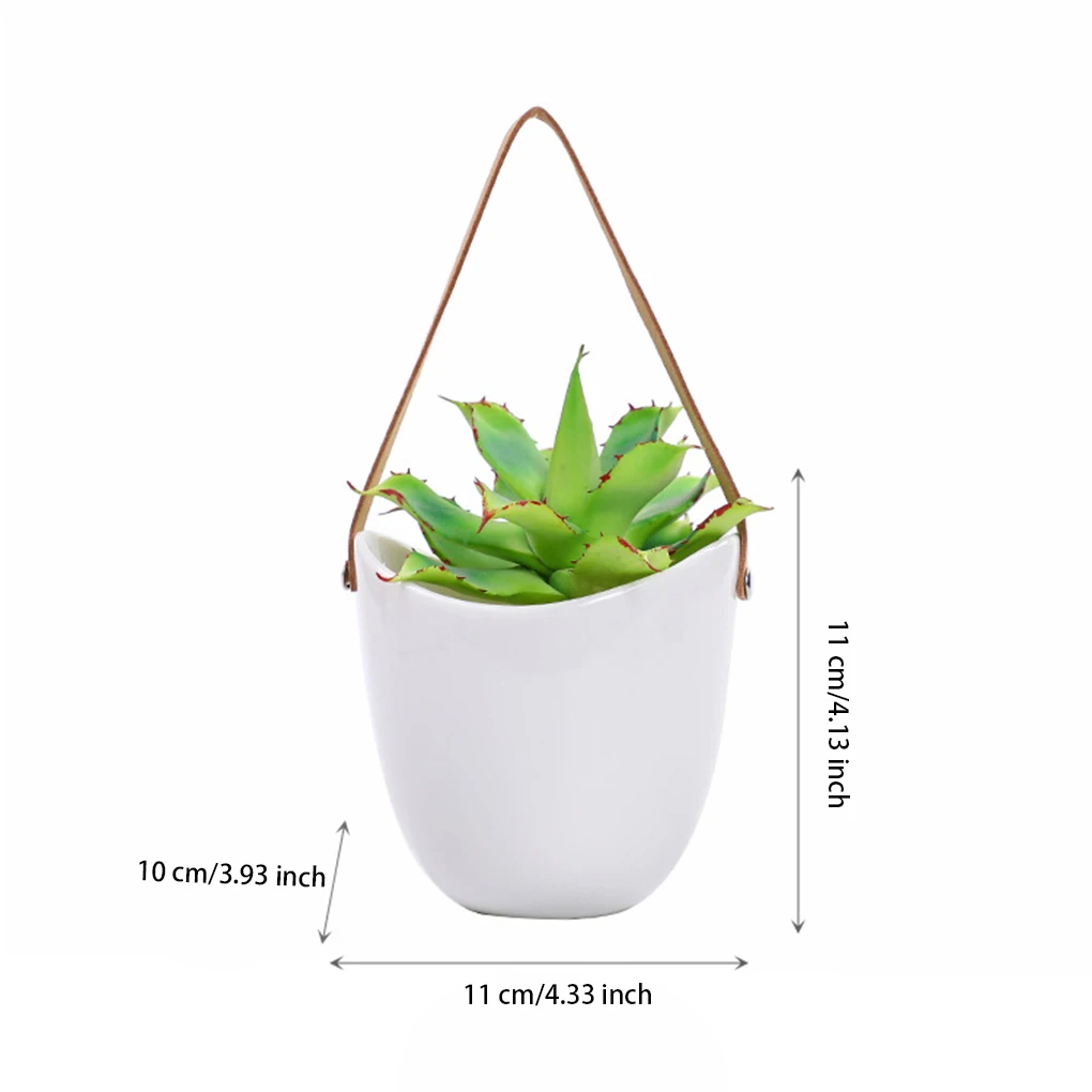 세라믹 벽걸이 화분, 정원 야외 화분, 홈 데코, 발코니 수경 화분, 흰색 꽃병