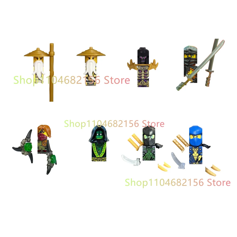 

Anime Cartoon TV Ninja Toy Sensei Wu Rising The Dark Master Jay Temple Ghost Warriors Lloyd Ronan Kai Nya Sora Building Blocks