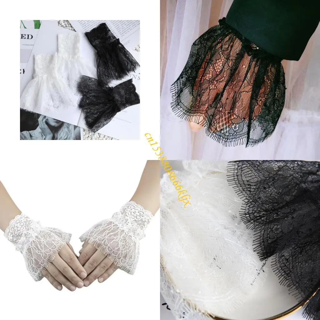 Laces y puños victorianos Conjuntos puñetazos con taselas cortas Coloque encaje encaje Accesorios ropa manga para