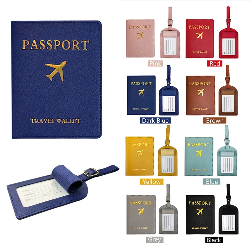 2PC Men Women PU Leather Cute Luggage Tag Suitcase Identifier Label Baggage Boarding Bag Name ID Address Holder Travel