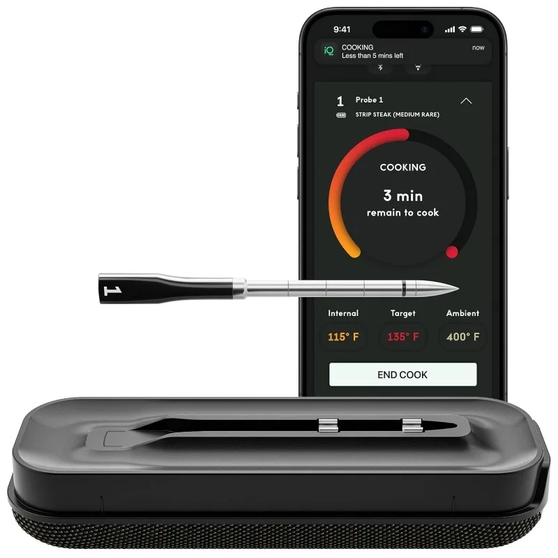 Smart Wireless Meat Thermometer with Ultra-Thin Probe, Unlimited Range Bluetooth Meat Thermometer, Digital Food Thermometer