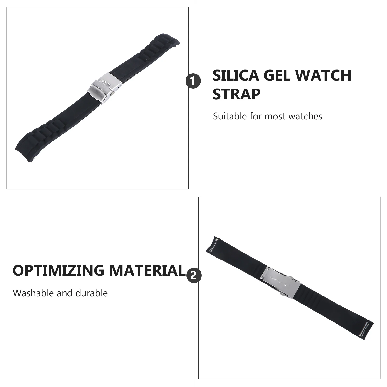 

Silicone Watch Strap White Elbow Deployment Buckle Folding Clasp Durable Comfortable Replacement Band Suitable for Multiple