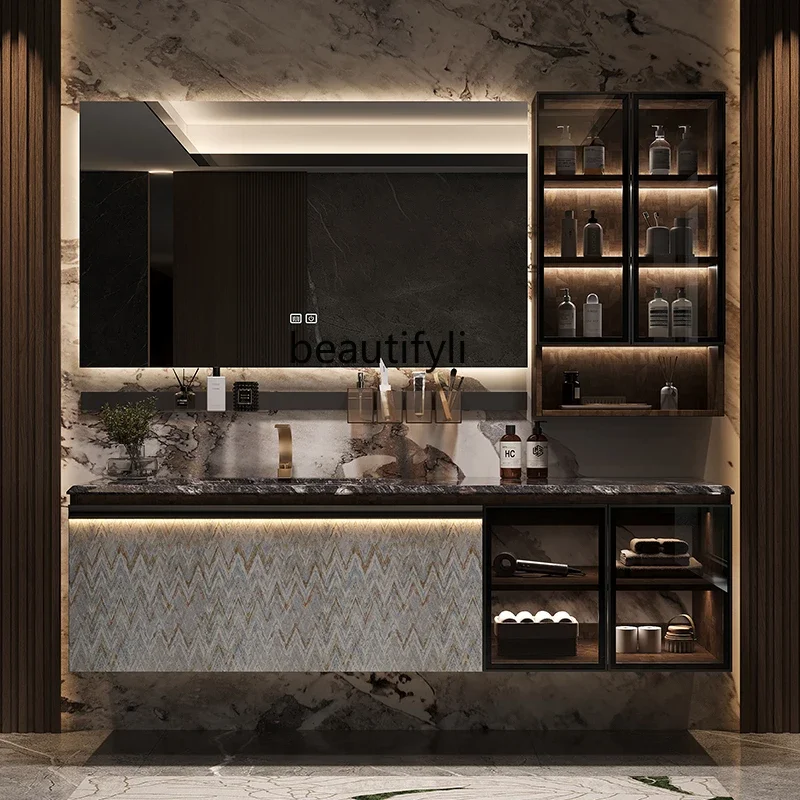45Bathroom Cabinet Combination Marble Luxury Stone Ceramic Basin Toilet Wash Sink Basin Cabinet