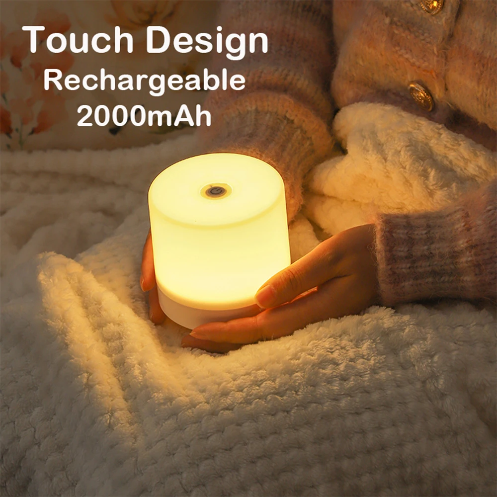 Touch Bedside Lamp Small USB Charging Night Light 3 Modes Dimming Table Lamp Bedroom Eye Protection For Kids Gift LED Book Lamp