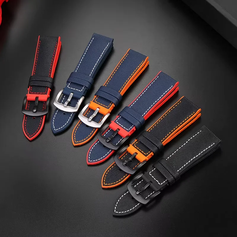 20 21 22 23 24mm High-quality Nylon Rubber Bottom Strap Men's Waterproof Watch Band for IWC Pilot Portugal Pato Fino Mark 17/18