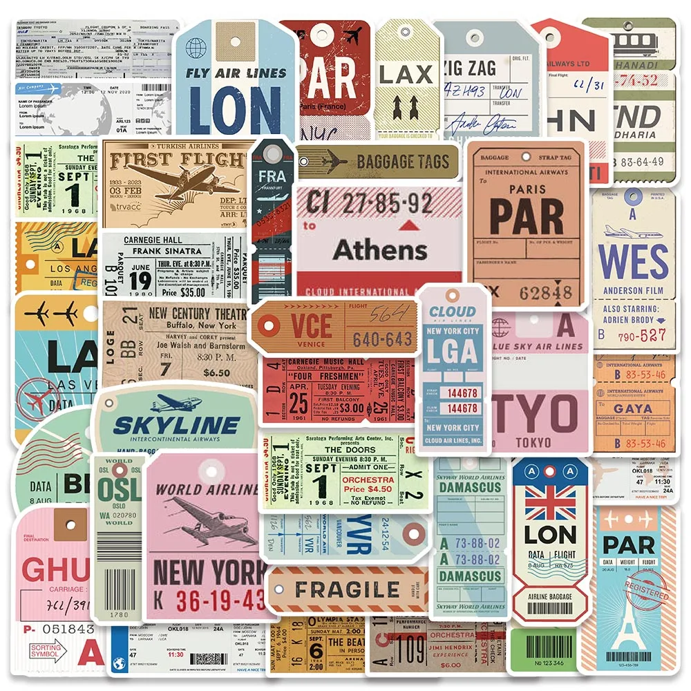 Adesivos de cartaz de viagem vintage, 40pcs, à prova d'água, para mala, telefone, computador, livro, garrafa, brinquedo infantil