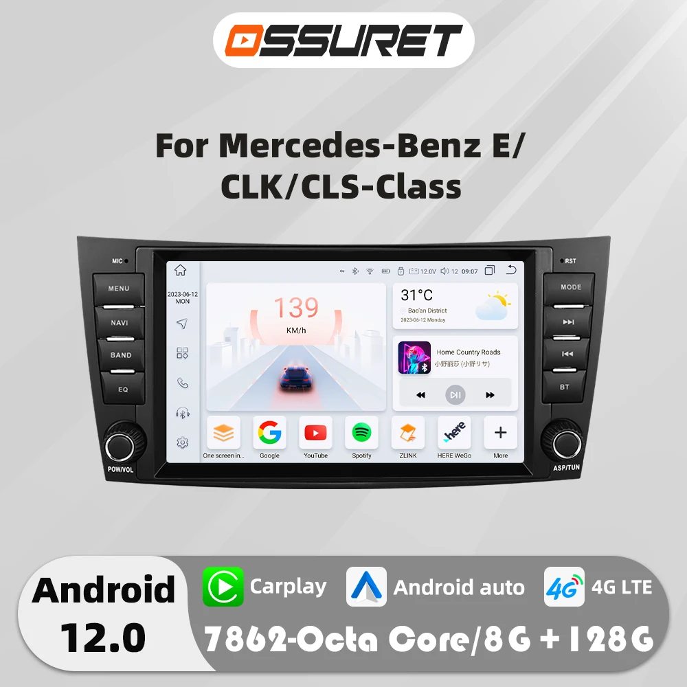 4G Carplay Android Autoradio Für Benz E-Klasse W211 2002-2009 CLS-CLK-G-Klasse W463 W209 W219 multimedia Video player GPS Stereo