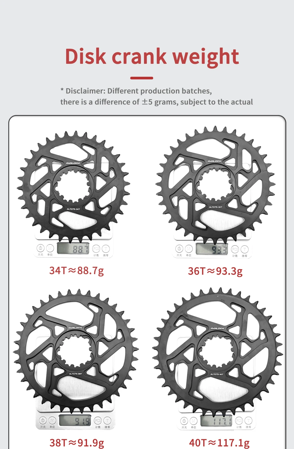 GOLDIX MTB Kurbelgarnitur 170/175mm SL 3-Bolzen-Direktmontage-Kurbel 0mm Offset 34T 36T 38T 40T Kettenblatt für XC AM MTB Fahrradkurbelgarnitur – Detail 9