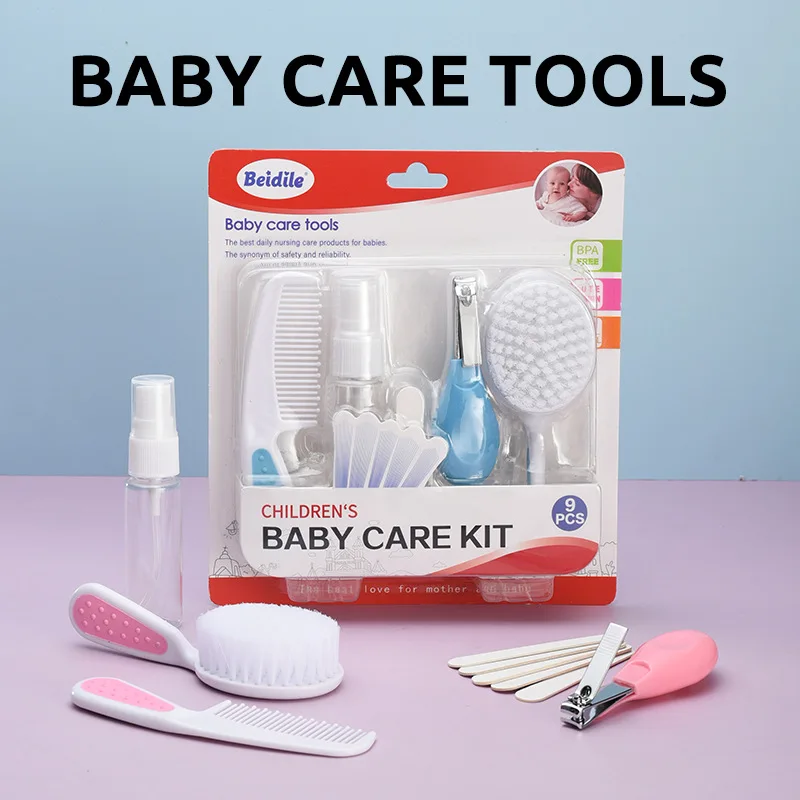 

Baby care and cleaning set, baby comb, brush, spray bottle, nail clipper set, daily cleaning products and care