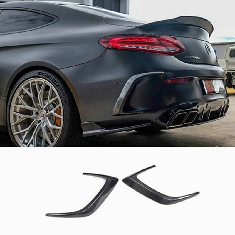 Carbon Fiber Rear Side Front Air Outlet Diffuser Spoiler For Mercedes Benz C-Class W205 2-door C43 C63 AMG 2014 - 2019