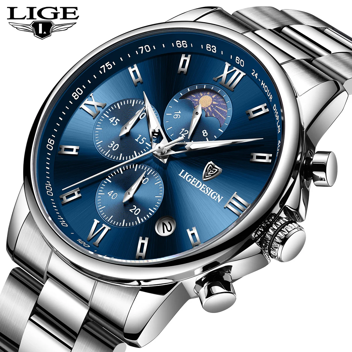 

LIGE модные мужские часы из нержавеющей стали, роскошный календарь, кварцевые наручные часы, светящиеся деловые часы для мужчин, Relogio Masculino