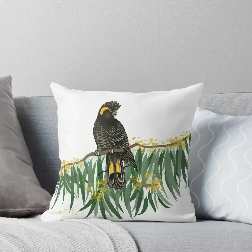 Yellow Tailed black Cockatoo Throw Pillow Embroidered Cushion Cover Sofas Covers Decorative pillow case pillow