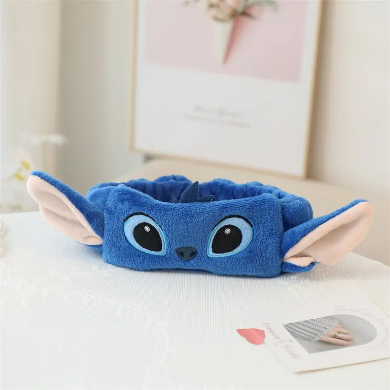 Diademas de Disney Stitch para mujer, diadema de maquillaje impermeable, banda elástica de dibujos animados para la cabeza, bandas para el cabello,