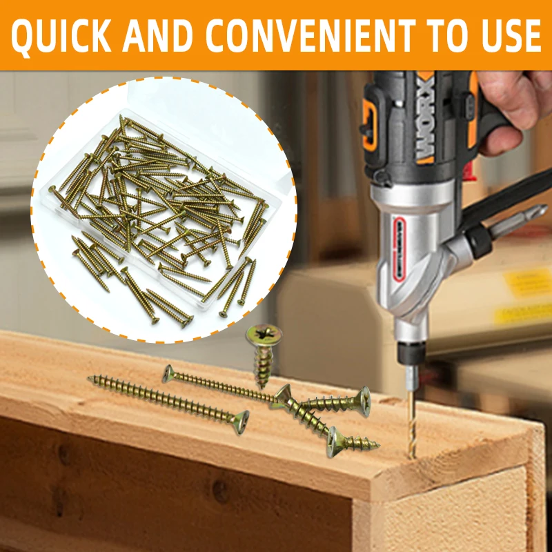 Wood Self-tapping Screw M3.5 M4 M5 Self Tapping Screws for Woodworking Phillips Countersunk Head Color Zinc Carbon Steel Box Kit
