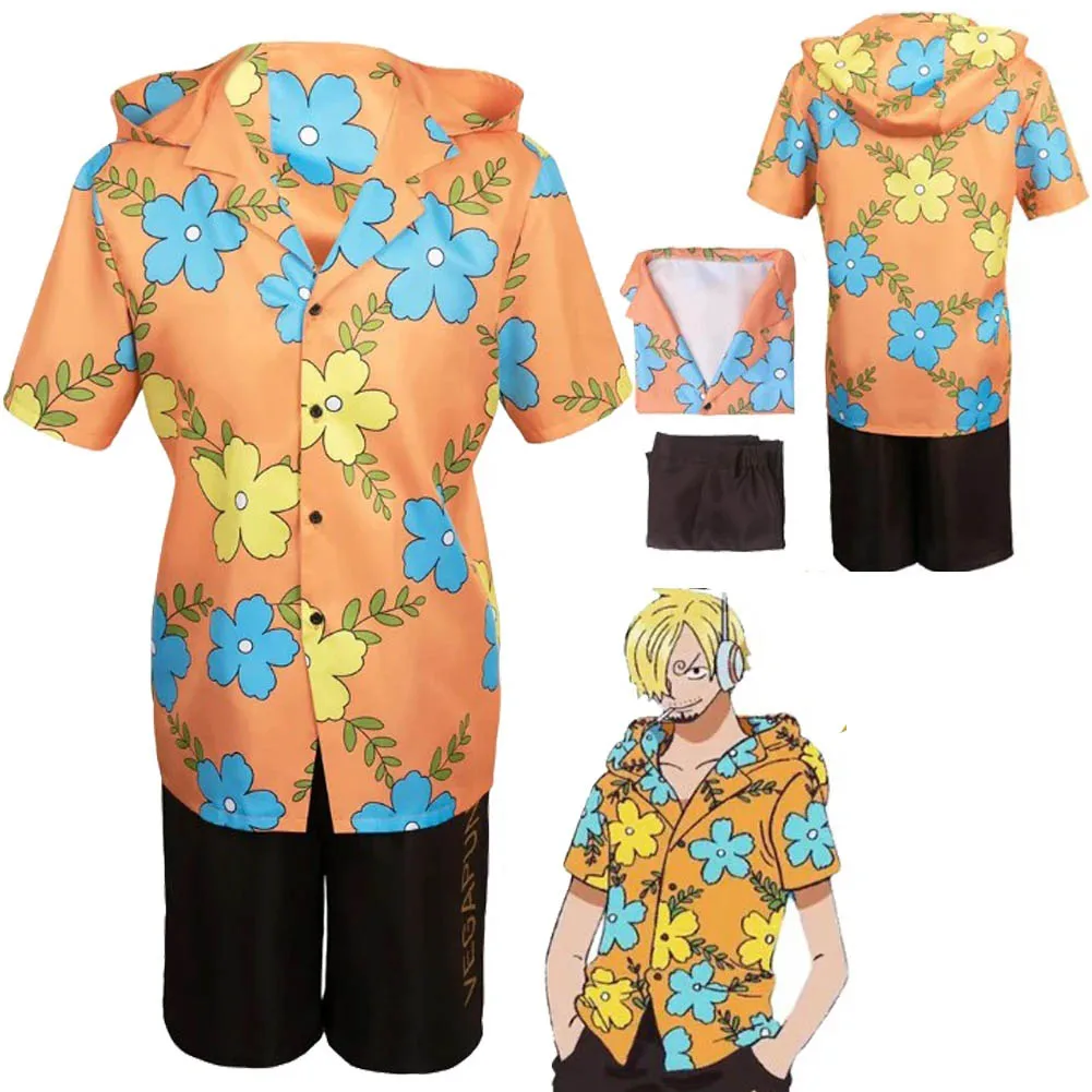 Sanji Cosplay Kostüm Anime One Cos Stück Egghead Insel Verkleidung Fantasy Tops Hosen Outfit Männer männlich Halloween Rollenspiel Anzug