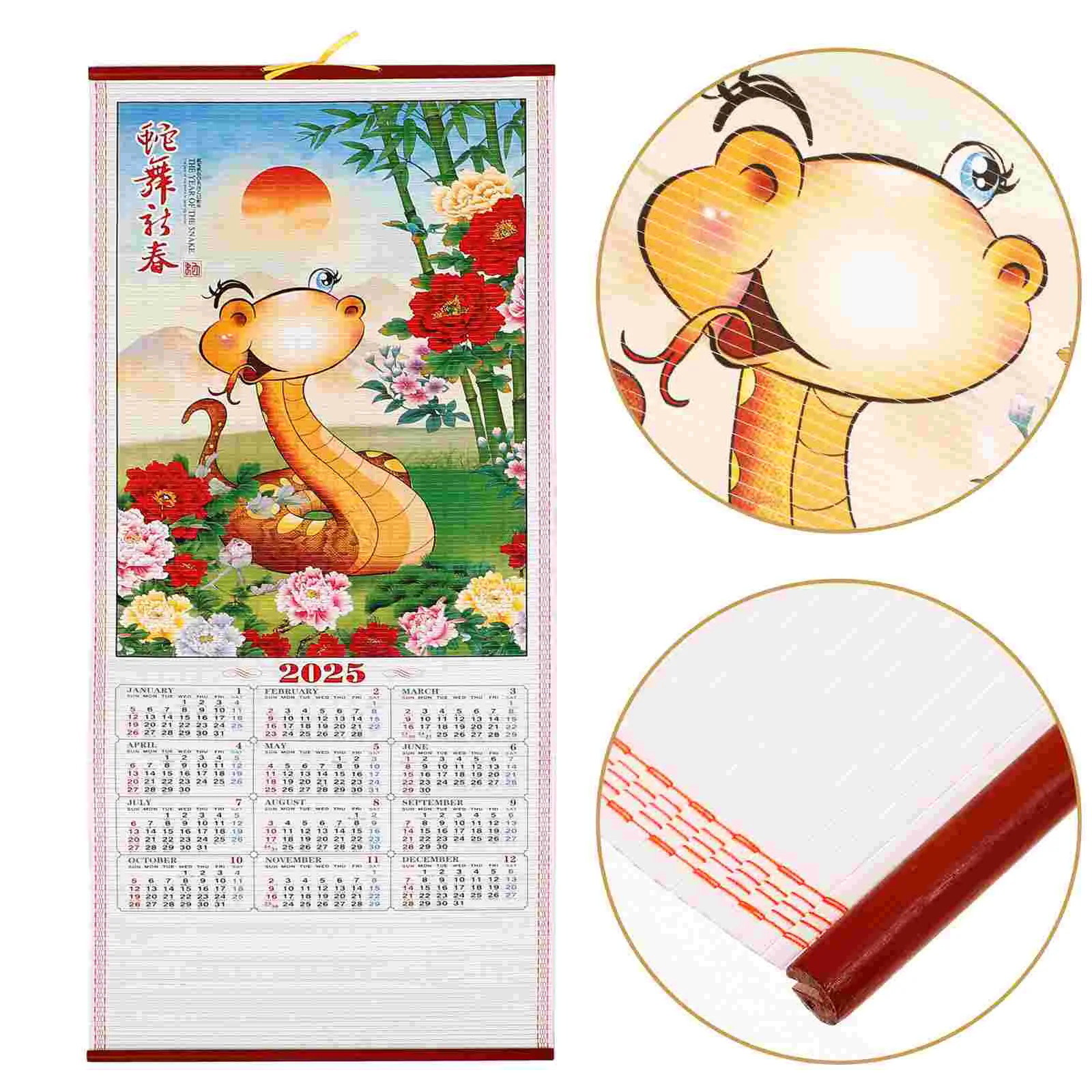 

Imitation Rattan Calendar Chinese Wall Scroll Monthly Traditional Paper Hanging 2025