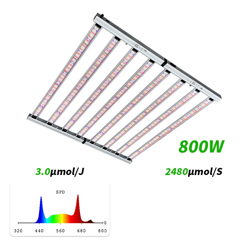 مصباح نمو النبات LED كامل الطيف بقدرة 800 وات، وإضاءة تكميلية للفواكه والخضروات والزهور