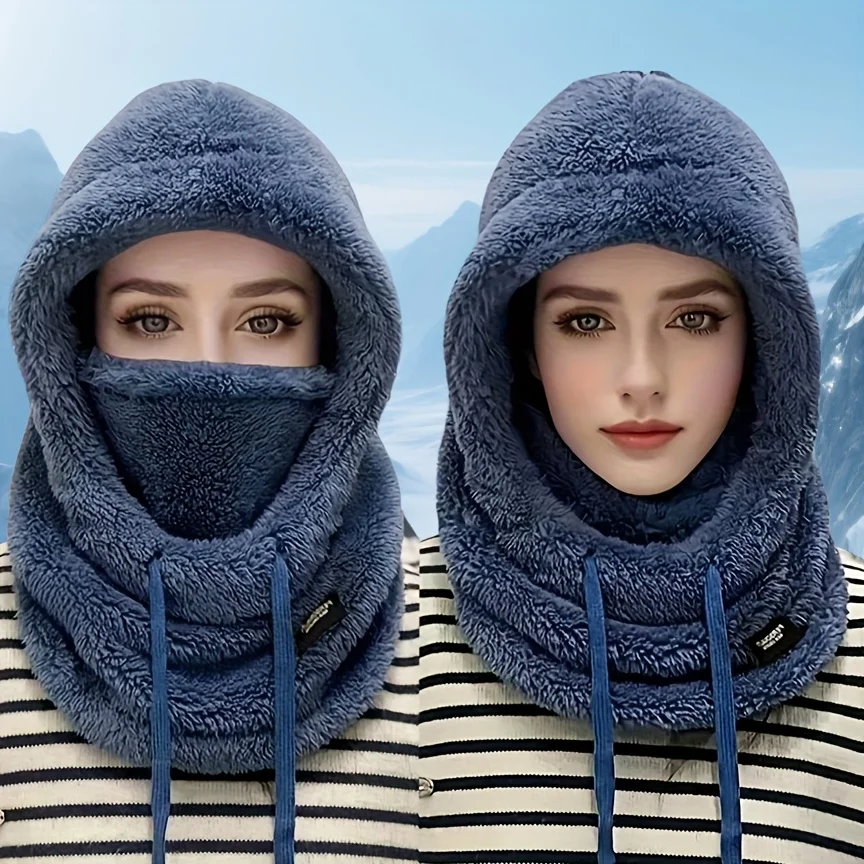 Winter cold-proof mask hat with elastic zipper lock lightweight and warm outdoor sports hat windproof earmuffs unisex