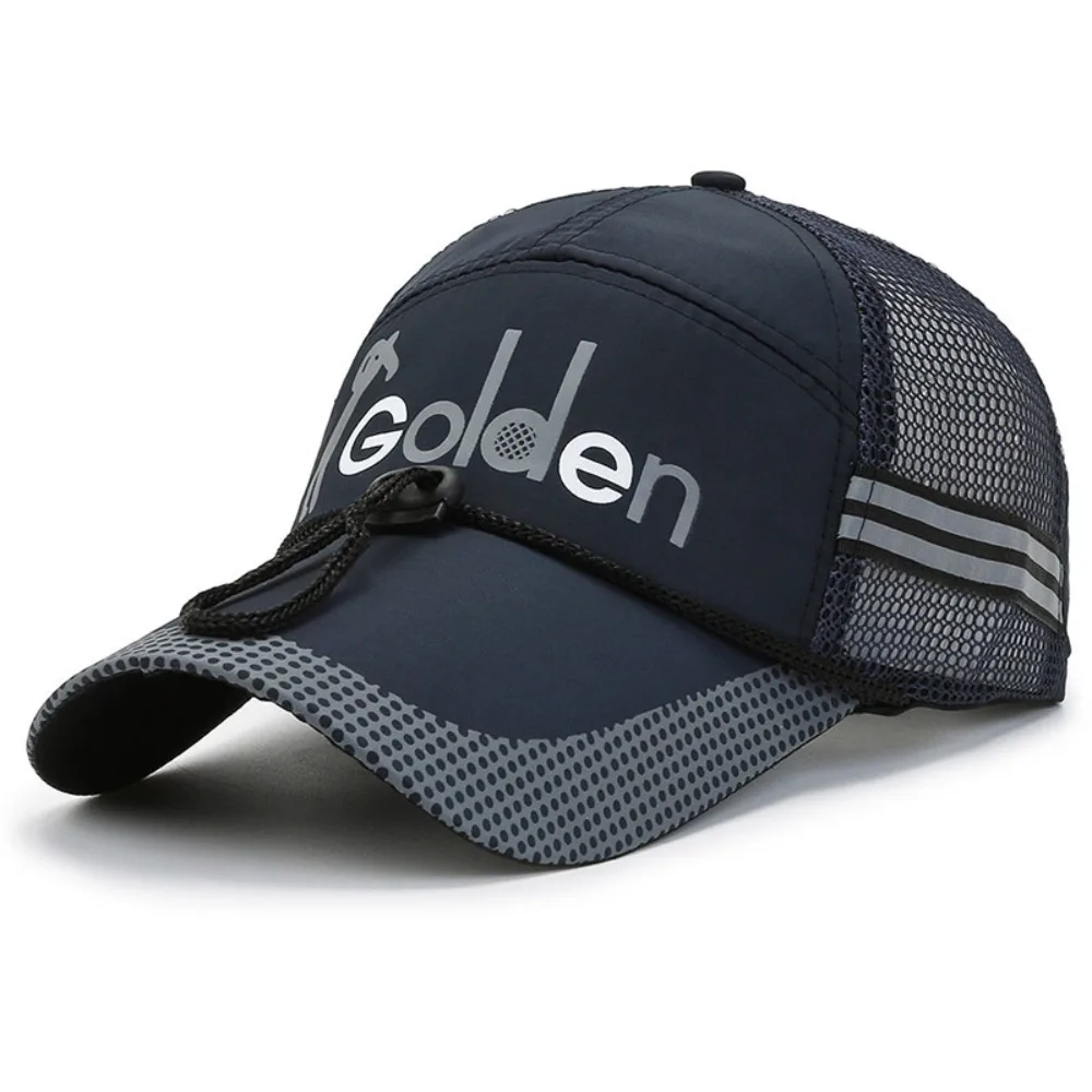 Portable Quick Dry Mesh Men's Hats Breathable with Windproof Rope Baseball Caps Solid Color Sun Protective Hats Summer