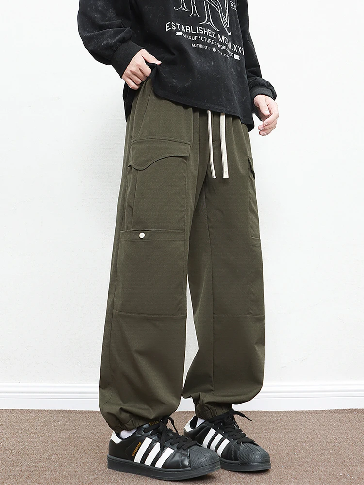 

Plus Size Men's Sweatpants Multi-Pockets Joggers Baggy Cargo Pants Elastic Waist Loose Casual Harem Trousers 6XL 7XL 8XL