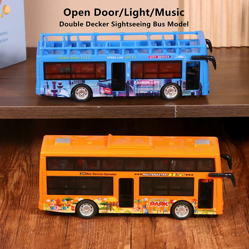 1 Piece Simulate Exquisite Convertible Bus Toys Double  Bus City Tour Car Model Gifts For Children