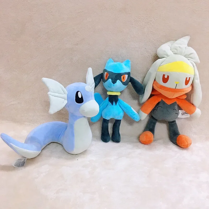 Juguetes de peluche originales de Pokémon, figuras de anime de Dratini, Riolu y Raboot, regalo de cumpleaños de tamaño mediano para niños
