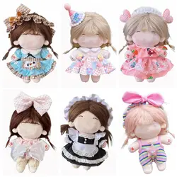 20CM Doll Clothes Playing House Photo Props Miniature Dress Suit Multicolor Lolita Maid Attire Doll Headwear Dress Set