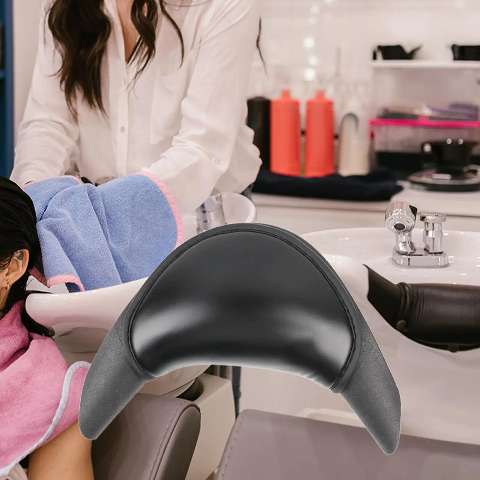 

Soft Salon Neck Rest Cushion Shampoo Bowl Gripper Silicone Neck Pillow Black